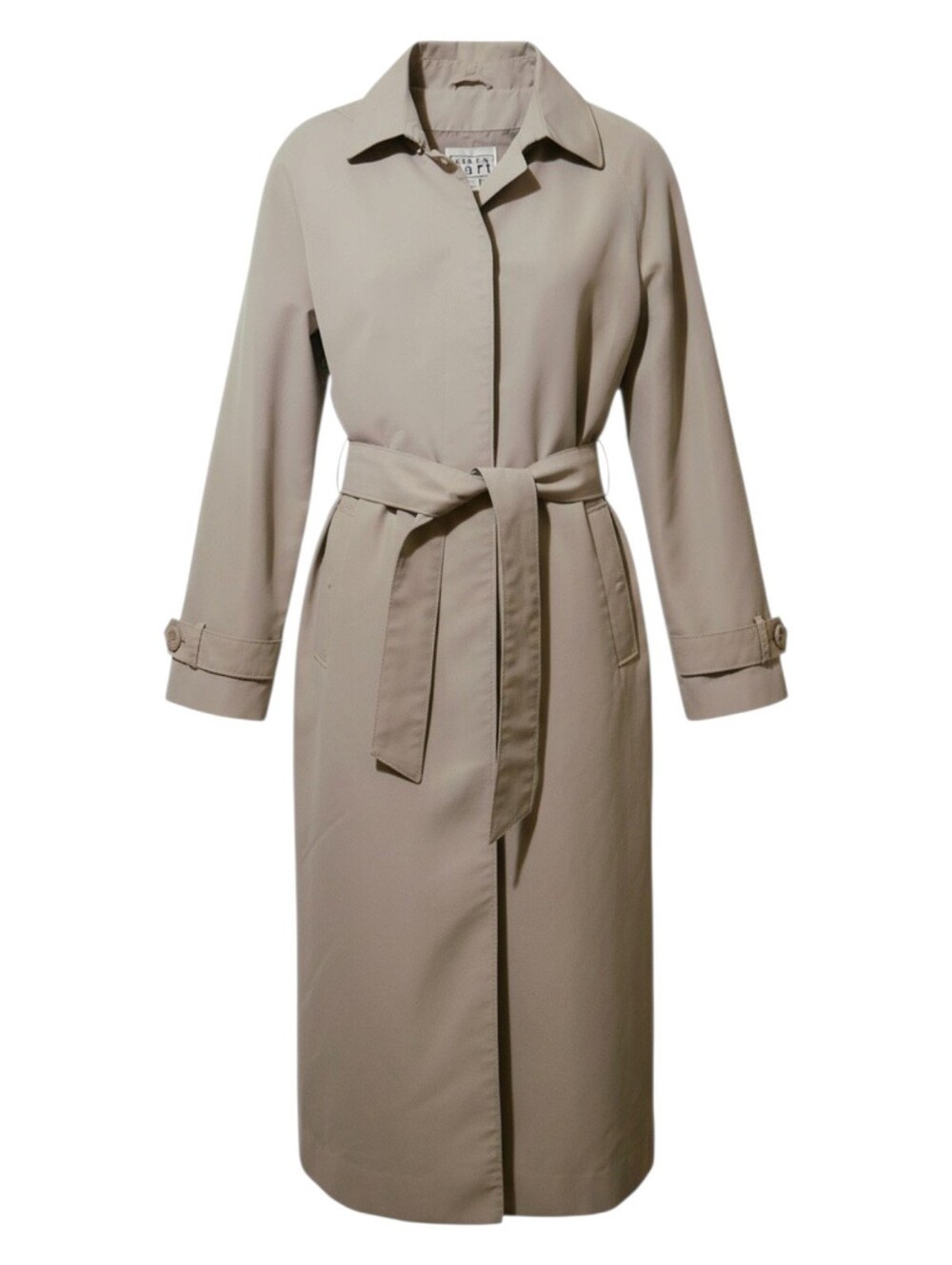 KEREN Hart Beige Hooded Belted Trench Coat Size Large - Preppy Fall Outerwear